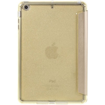 Apple iPad Mini 1 / 2 / 3 atverčiamas auksinis odinis dėklas - stovas / Priedai.lt