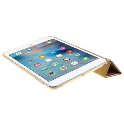 Apple iPad Mini 1 / 2 / 3 atverčiamas auksinis odinis dėklas - stovas / Priedai.lt