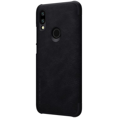 Prabangus „Nillkin“ Qin serijos juodas odinis atverčiamas Xiaomi Redmi 7 dėklas / Priedai.lt