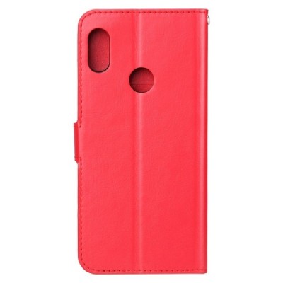 Xiaomi Redmi 7 atverčiamas raudonas odinis dėklas, knygutė - piniginė / Priedai.lt
