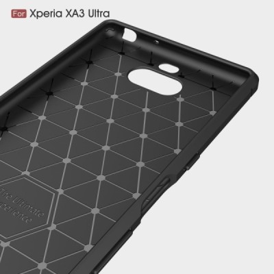 Sony Xperia 10 Plus (XA3 Ultra) „Carbon“ kieto silikono TPU juodas dėklas - nugarėlė / Priedai.lt