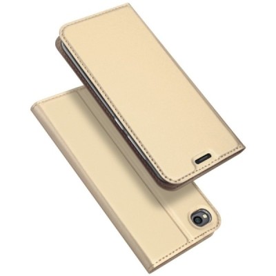 „Dux Ducis“ Skin serijos Xiaomi Redmi Go auksinis odinis atverčiamas dėklas / Priedai.lt