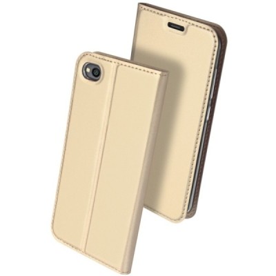 „Dux Ducis“ Skin serijos Xiaomi Redmi Go auksinis odinis atverčiamas dėklas / Priedai.lt
