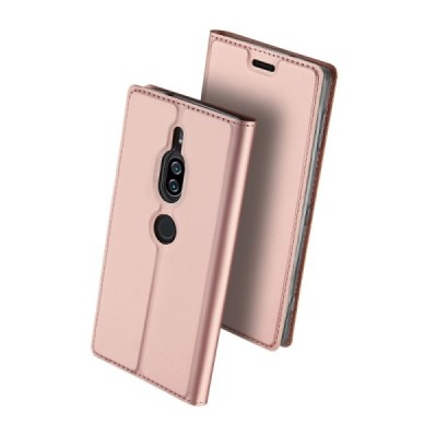 „Dux Ducis“ Skin serijos Sony Xperia XZ2 Premium rožinis odinis atverčiamas dėklas / Priedai.lt