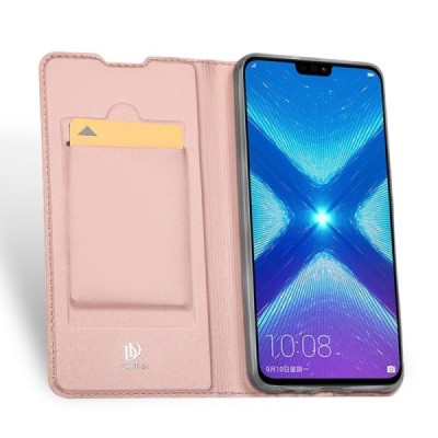 „Dux Ducis“ Skin serijos Huawei Honor 8X rožinis odinis atverčiamas dėklas / Priedai.lt