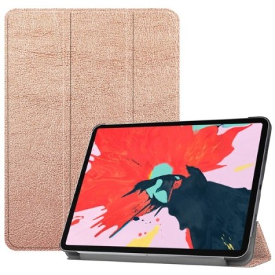 Apple iPad Pro 12.9" 2018 atverčiamas auksinis odinis dėklas - knygutė / Priedai.lt