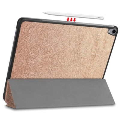 Apple iPad Pro 12.9" 2018 atverčiamas auksinis odinis dėklas - knygutė / Priedai.lt