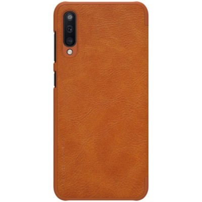 Prabangus „Nillkin“ Qin serijos rudas odinis atverčiamas Samsung Galaxy A50 A505F (A50s A507F, A30s A307F) dėklas / Priedai.lt