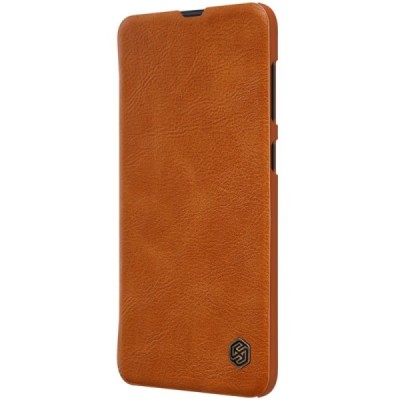 Prabangus „Nillkin“ Qin serijos rudas odinis atverčiamas Samsung Galaxy A50 A505F (A50s A507F, A30s A307F) dėklas / Priedai.lt
