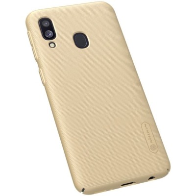 Samsung Galaxy A40 (A405F) Nillkin Frosted Shield auksinis plastikinis dėklas / Priedai.lt