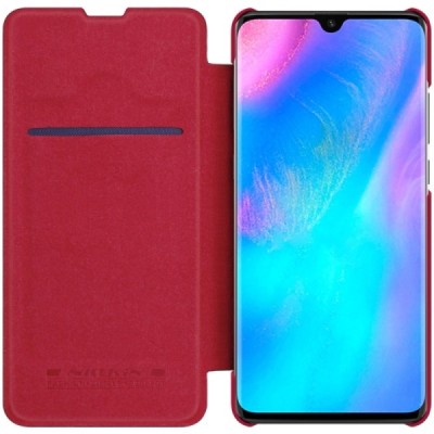 Prabangus „Nillkin“ Qin serijos raudonas odinis atverčiamas Huawei P30 Pro dėklas - knygutė / Priedai.lt
