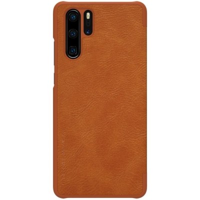 Prabangus „Nillkin“ Qin serijos rudas odinis atverčiamas Huawei P30 Pro dėklas - knygutė / Priedai.lt