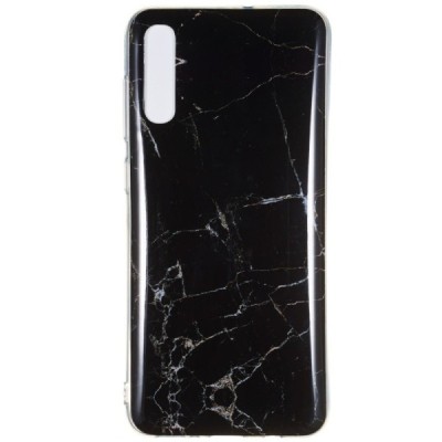 Samsung Galaxy A7 2018 (A750) „Marble“ kieto silikono TPU juodas dėklas - nugarėlė / Priedai.lt