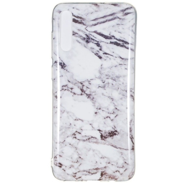 „Marble“ kieto silikono (TPU) dėklas - baltas (Galaxy A7 2018)
