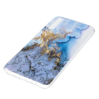 Samsung Galaxy A7 2018 (A750) „Marble“ kieto silikono TPU mėlynas dėklas - nugarėlė / Priedai.lt