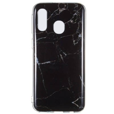 Samsung Galaxy A40 (A405F) „Marble“ kieto silikono TPU juodas dėklas - nugarėlė / Priedai.lt