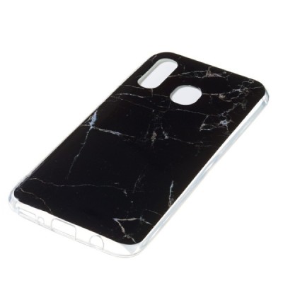 Samsung Galaxy A40 (A405F) „Marble“ kieto silikono TPU juodas dėklas - nugarėlė / Priedai.lt
