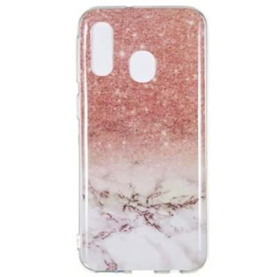 Samsung Galaxy A40 (A405F) „Marble“ kieto silikono TPU rudas dėklas - nugarėlė / Priedai.lt