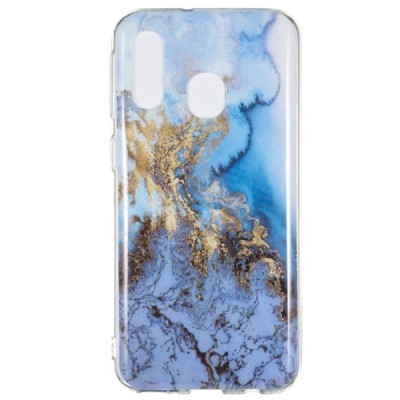 Samsung Galaxy A40 (A405F) „Marble“ kieto silikono TPU mėlynas dėklas - nugarėlė / Priedai.lt