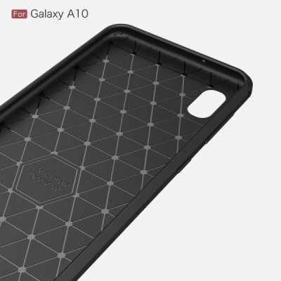 Samsung Galaxy A10 (A105F) „Carbon“ kieto silikono TPU juodas dėklas - nugarėlė / Priedai.lt