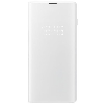 Samsung Galaxy S10+ (G975) originalus Led View Cover atverčiamas baltas odinis dėklas - piniginė / Priedai.lt