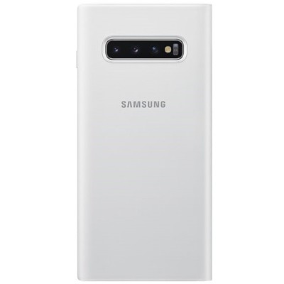 Samsung Galaxy S10+ (G975) originalus Led View Cover atverčiamas baltas odinis dėklas - piniginė / Priedai.lt