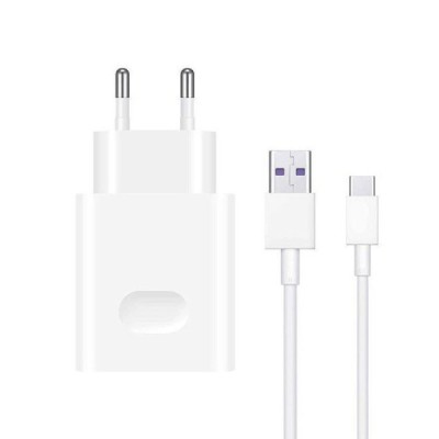 Originalus „Huawei“ SuperCharge Max 40W (HW-100400E00) baltas kelioninis (sieninis) įkroviklis + Type-C USB laidas | Priedai.lt