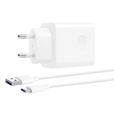 Originalus „Huawei“ SuperCharge Max 40W (HW-100400E00) baltas kelioninis (sieninis) įkroviklis + Type-C USB laidas | Priedai.lt