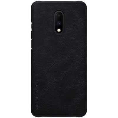 Prabangus „Nillkin“ Qin serijos juodas odinis atverčiamas OnePlus 7 (OnePlus Seven) dėklas - knygutė / Priedai.lt