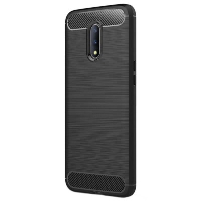OnePlus 7 (OnePlus Seven) „Carbon“ kieto silikono TPU juodas dėklas - nugarėlė / Priedai.lt