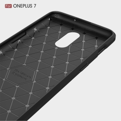 OnePlus 7 (OnePlus Seven) „Carbon“ kieto silikono TPU juodas dėklas - nugarėlė / Priedai.lt