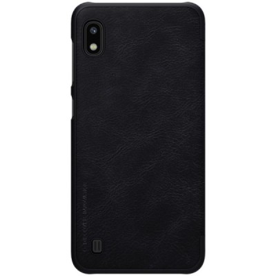 Prabangus „Nillkin“ Qin serijos juodas odinis atverčiamas Samsung Galaxy A10 (A105F) dėklas / Priedai.lt