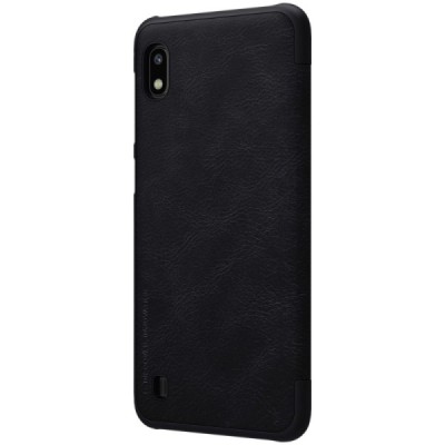Prabangus „Nillkin“ Qin serijos juodas odinis atverčiamas Samsung Galaxy A10 (A105F) dėklas / Priedai.lt