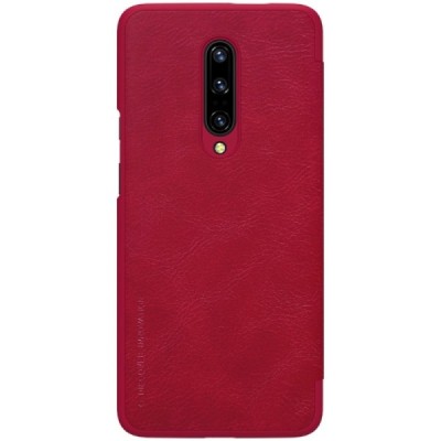 Prabangus „Nillkin“ Qin serijos raudonas odinis atverčiamas OnePlus 7 Pro dėklas - knygutė / Priedai.lt