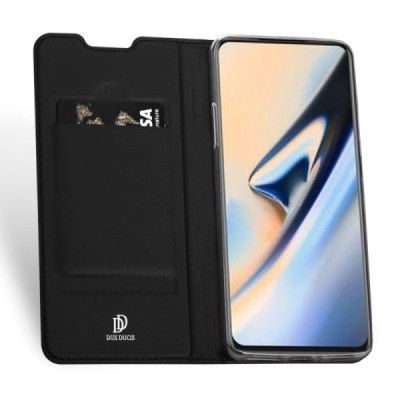 „Dux Ducis“ Skin serijos OnePlus 7 Pro juodas odinis atverčiamas dėklas / Priedai.lt