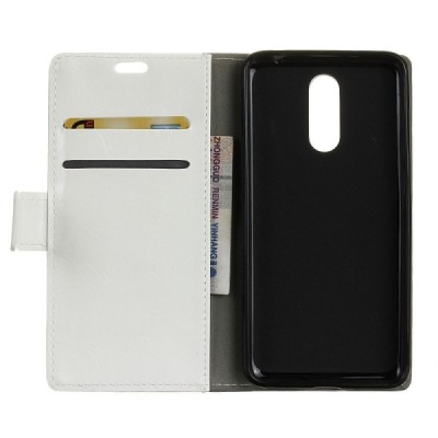 OnePlus 7 Pro atverčiamas baltas odinis dėklas, knygutė - piniginė / Priedai.lt