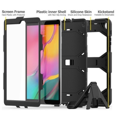 Samsung Galaxy Tab A 10.1 2019 (T510, T515) sustiprintos apsaugos dėklas - juodas - nugarėlė / Priedai.lt