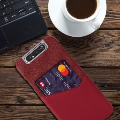 „KSQ“ Shell Samsung Galaxy A80 (A805F) raudonas odinis dėklas - nugarėlė su kišenėle kortelėms / Priedai.lt