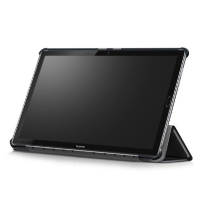 Huawei MediaPad M5 10.8 (MediaPad M5 10 Pro) atverčiamas juodas odinis dėklas - knygutė / Priedai.lt