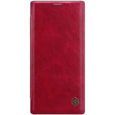 Prabangus „Nillkin“ Qin serijos raudonas odinis atverčiamas Samsung Galaxy Note 10+ (N975F) dėklas / Priedai.lt