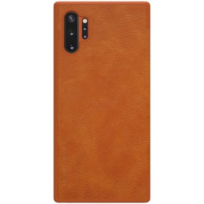 Prabangus „Nillkin“ Qin serijos rudas odinis atverčiamas Samsung Galaxy Note 10+ (N975F) dėklas / Priedai.lt