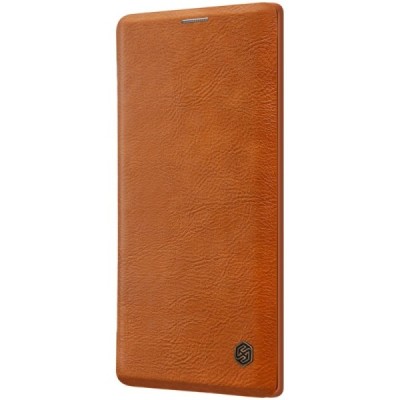 Prabangus „Nillkin“ Qin serijos rudas odinis atverčiamas Samsung Galaxy Note 10+ (N975F) dėklas / Priedai.lt