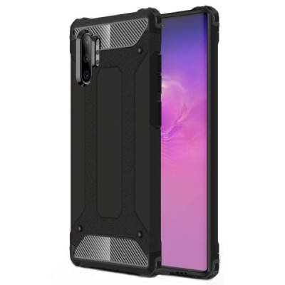 Sustiprintos apsaugos Samsung Galaxy Note 10+ (N975F) juodas kieto silikono (TPU) ir plastiko dėklas / Priedai.lt