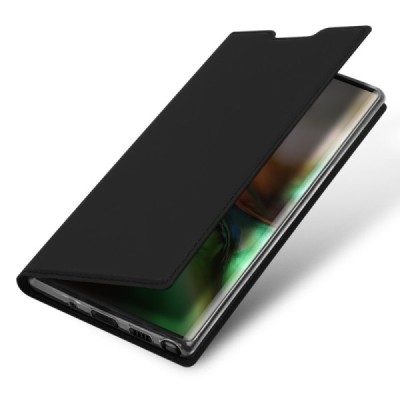 „Dux Ducis“ Skin serijos Samsung Galaxy Note 10 (N970F) juodas odinis atverčiamas dėklas / Priedai.lt