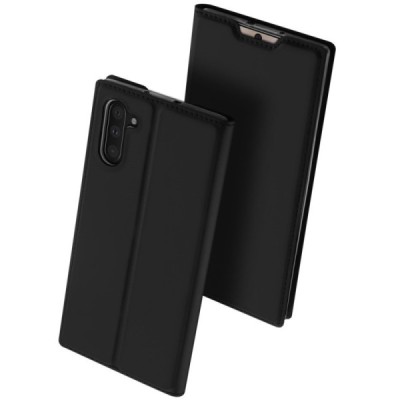 „Dux Ducis“ Skin serijos Samsung Galaxy Note 10 (N970F) juodas odinis atverčiamas dėklas / Priedai.lt