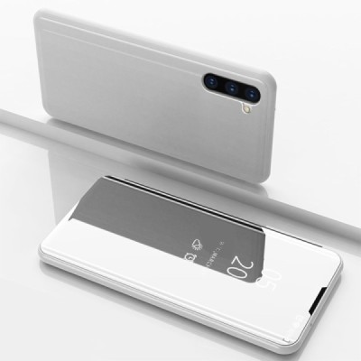 Samsung Galaxy Note 10 (N970F) plastikinis atverčiamas sidabrinis dėklas / Priedai.lt