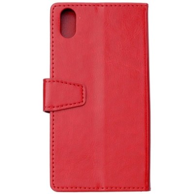 Xiaomi Redmi 7A atverčiamas raudonas odinis dėklas, knygutė - piniginė / Priedai.lt