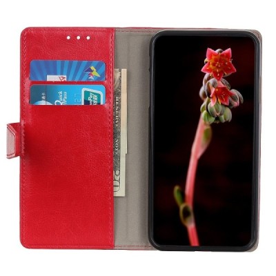 Xiaomi Redmi 7A atverčiamas raudonas odinis dėklas, knygutė - piniginė / Priedai.lt