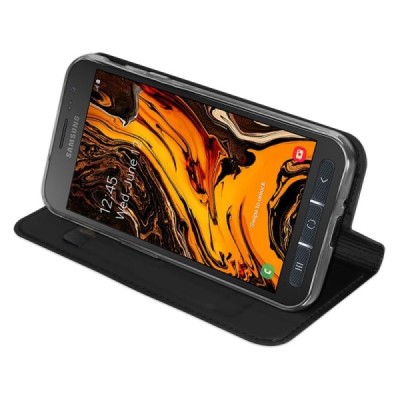 „Dux Ducis“ Skin serijos Samsung Galaxy Xcover 4 / 4S (G390, G398) juodas odinis atverčiamas dėklas / Priedai.lt