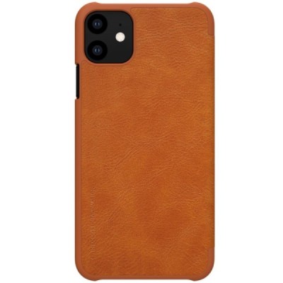 Prabangus „Nillkin“ Qin serijos rudas odinis atverčiamas Apple iPhone 11 dėklas / Priedai.lt